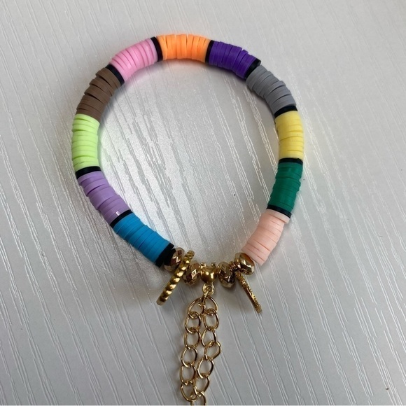 Handmade polymer clay beads stretch bracelet. New - Picture 1 of 5